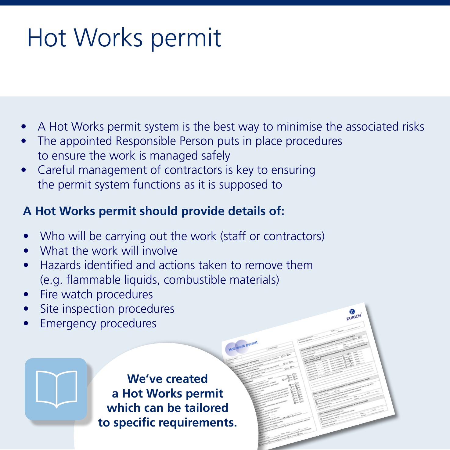 Hot work deals permit system