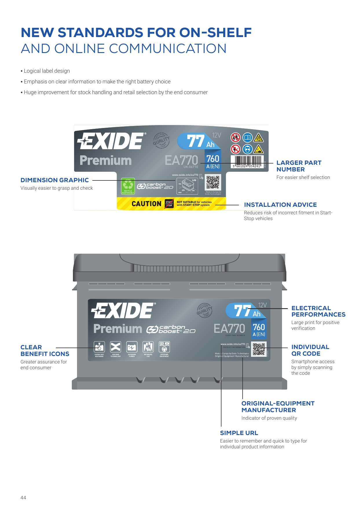 Exide EA770. starter battery Exide 77Ah 12V